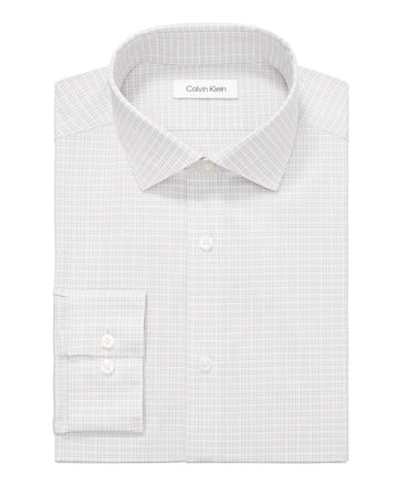 Calvin Klein Steel+Slim Stretch Wrinkle Free Dress Shirt Taupe Size 17.5x34/35