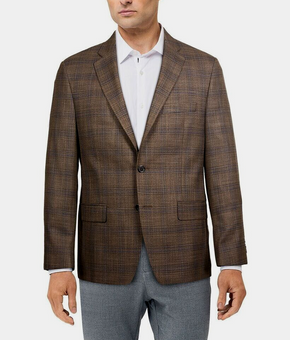 Lauren Ralph Lauren Men's Ultra Flex Plaid Sport Coat Brown Size 44 MSRP $375