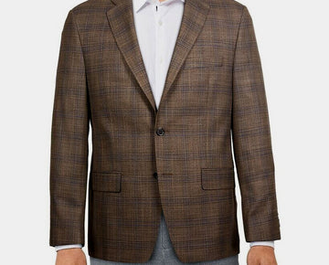 Lauren Ralph Lauren Men's Ultra Flex Plaid Sport Coat Brown Size 44 MSRP $375