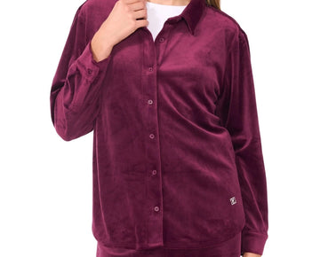 Vince Camuto Women's Velour Button-Front Top Red Burgundy Size XL MSRP $79