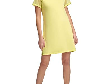 DKNY Sport Mesh-Blocked T-Shirt Yellow Dress Large