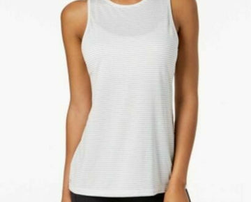 Ideology Shadow-Striped Diamond-Back Tank Top Women's White Size XXL MSRP $20
