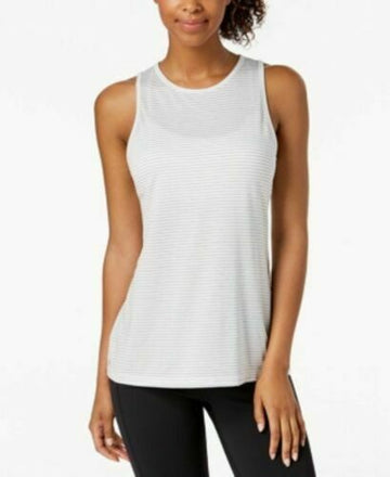 Ideology Shadow-Striped Diamond-Back Tank Top Women's White Size XXL MSRP $20