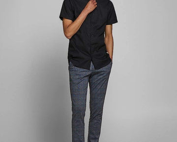 JACK & JONES Men's Marco Plaid Slim Knit Pants Gray Size 36/32 MSRP $70