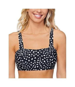 Island Escape Bikini Top Womens Size 12 Black Polka Dot Wide Strap Swimwear