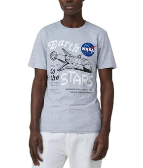 COTTON ON Men's NASA Tbar Crew Neck T Shirt Light Gray Marle Size XXL