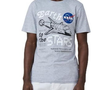 COTTON ON Men's NASA Tbar Crew Neck T Shirt Light Gray Marle Size XXL