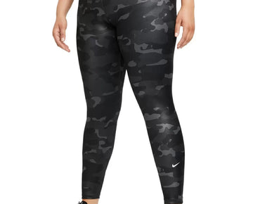 Nike One Plus Size Mid-Rise Camo-Print Leggings Black Gray Size 1X MSRP $70