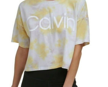 Calvin Klein Performance Cropped Tie-Dyed T-Shirt Gray Yellow Size XXL MSRP $45