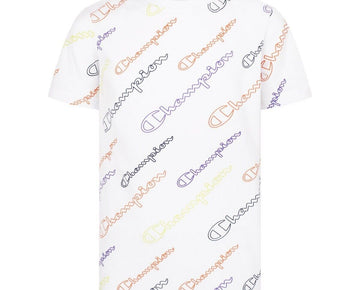 Champion Big Boys Open Diagonal Script T-shirt White Size L