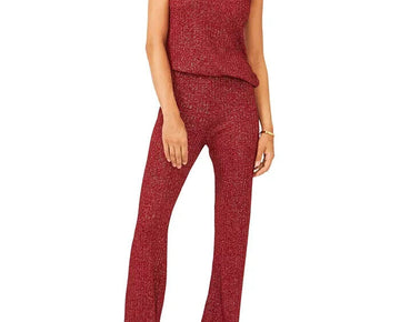VINCE CAMUTO Ribbed Metallic-Threaded Pants Red Size L MSRP $79
