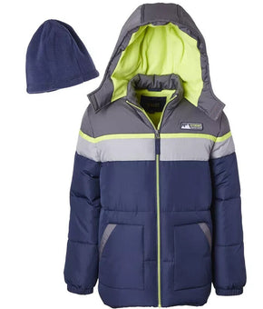 IXTREME Big Boy Puffer Jacket + Fleece Hat Set Blue 2 PCs Size L MSRP $85