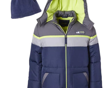 IXTREME Big Boy Puffer Jacket + Fleece Hat Set Blue 2 PCs Size L MSRP $85