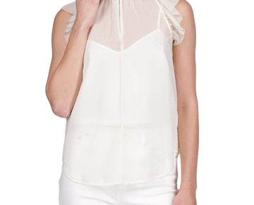 MICHAEL MICHAEL KORS Ivory Ruffled Sheer Dewdrop Lined Split Top Size XS