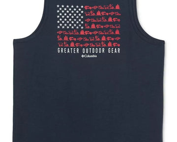 Columbia Mens Regular fit Sleeveless Graphic Tank Top Shirt Small Blue Solid