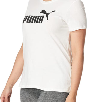 Puma Women's Plus Logo Crewneck T-Shirt White Size 2X