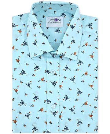 Tayion Collection Men Regular fit Button-Up Shirt 15 34-35 Blue Floral