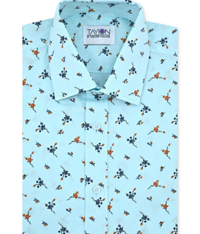 Tayion Collection Men Regular fit Dress Shirt Medium 15-15.5 32-33 Blue Floral