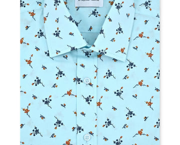 Tayion Collection Men Regular fit Dress Shirt Medium 15-15.5 32-33 Blue Floral