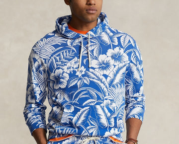 Polo Ralph Lauren Men's Tropical Floral Spa Terry Hoodie Blue SIze M MSRP $148