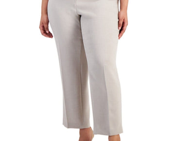 Kasper Plus Size Straight-Leg Pants BEIGE Size 18W MSRP $89