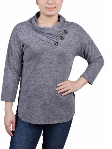 NY Collection Womens Petites Marled Blouse Size PM