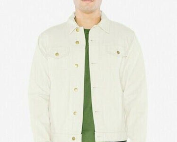 American Apparel Men Denim Jacket #RSAND401W Natural Cream Ivory Size XS