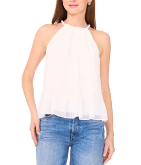 Parker Women's The Paris Pleated Halter Top Ivory Size M MSRP $89