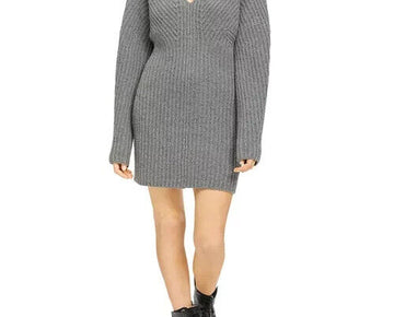 Theory Women s Sculpted Wool & Cashmere Sweater Dress Grey Size S MSRP $475