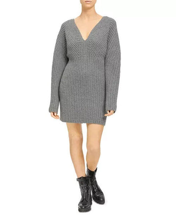 Theory Women s Sculpted Wool & Cashmere Sweater Dress Grey Size S MSRP $475