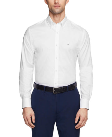 Tommy Hilfiger Slim Stretch Pinpoint Oxford Dress Shirt Size 16.5x36/37 White