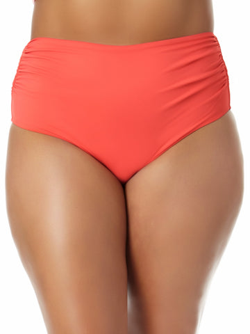 Anne Cole Women's High Waist Bikini Bottoms Swimsuit Red Plus Size 24W