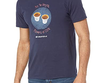 Cubavera Men's Short Sleeve Cotton Cafecito Crew T Shirt, Blues, Size M
