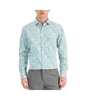 Bar III Blue Blue Slim Fit Stretch Dress Shirt Size 15/15.5 M Cotton $65