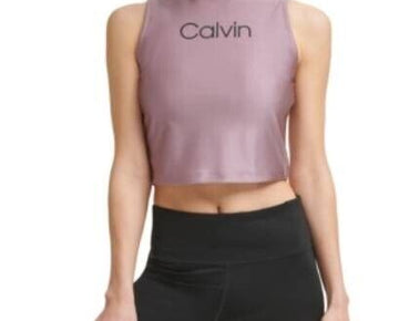 Calvin Klein Performance Women's Logo Crop Top Metalic pink Size L MSRP $50