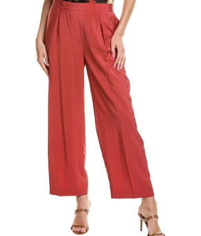 Anne Klein Women High rise Pull-On Wide-Leg Ankle Pants Size XL Brick Brown $89