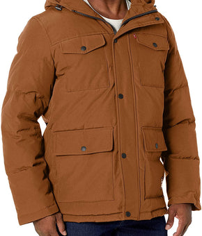 Levis Mens Big Tall Quilted Parka Jacket Standard Size M Worker Brown