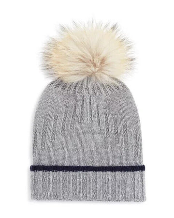 The Men's Store at Bloomingdale's Fur-Trimmed Knit Beanie Gray MSRP $168