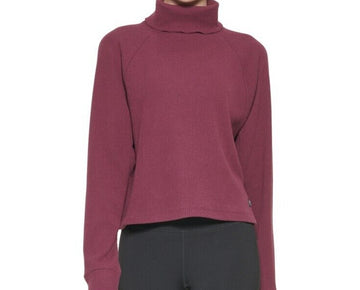 Calvin Klein Womens Performance Ribbed Turtleneck Top purple Size XS MSRP $70