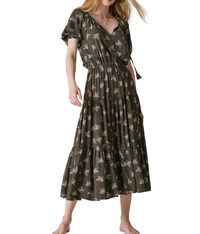 LUCKY BRAND Women's Boho Smocked Waist Maxi Dress Olive Green Size XXL MSRP $119