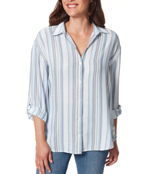 Gloria Vanderbilt Women's Amanda Button down Shirt Blue Size S MSRP $44