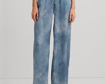 Lauren Ralph Lauren Womens Printed Charmeuse Wide Blue Size XL MSRP $175