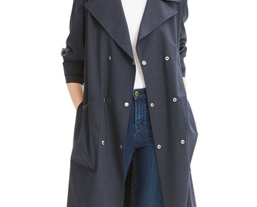 Theory Military-Style Trench Coat Core Navy Blue Size M MSRP $795