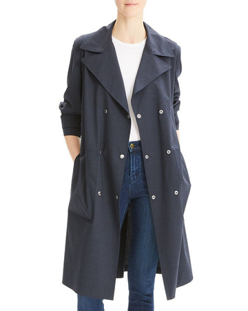 Theory Military-Style Trench Coat Core Navy Blue Size M MSRP $795