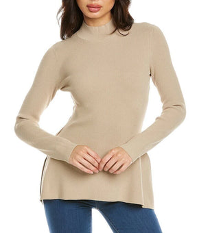 THEORY Women's Side Drape Slim Sweater Top Shirt Beige Size S MSRP $295
