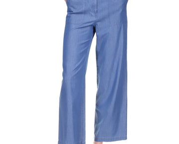 Michael Kors Women's Chambray Wide-Leg Pants Blue Size XL MSRP $125
