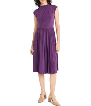 Maggy London Women's Sleeveless Pleated Midi Dress Purple Size 14 MSRP $138