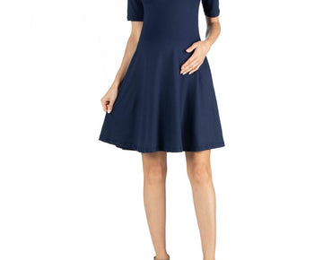 24seven Comfort Apparel Knee Length A Line Maternity Dress NAVY Size XL MSRP $55