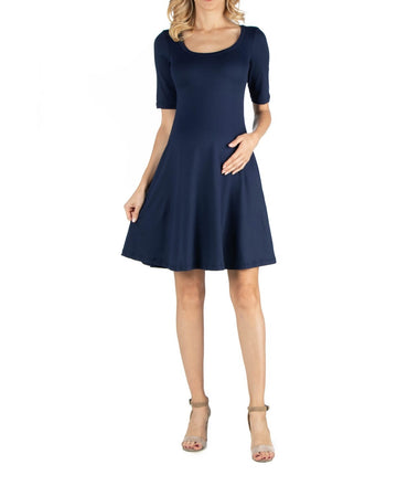 24seven Comfort Apparel Knee Length A Line Maternity Dress NAVY Size XL MSRP $55