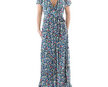 Lauren Ralph Lauren Womens Floral Ruffled Maxi Dress Blue Size 10